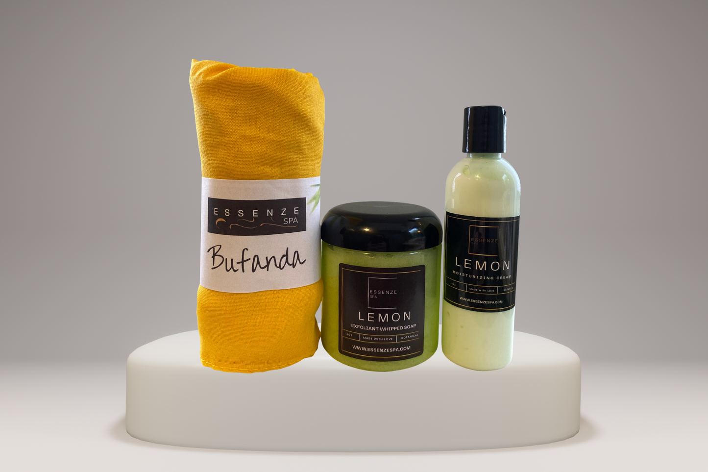 ESTUCHE con EXFOLIANTE, CREMA HUMECTANTE y BUFANDA