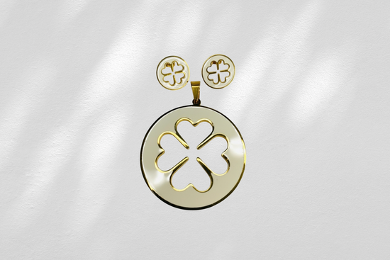 Dije Trebol de la Suerte con Pendientes