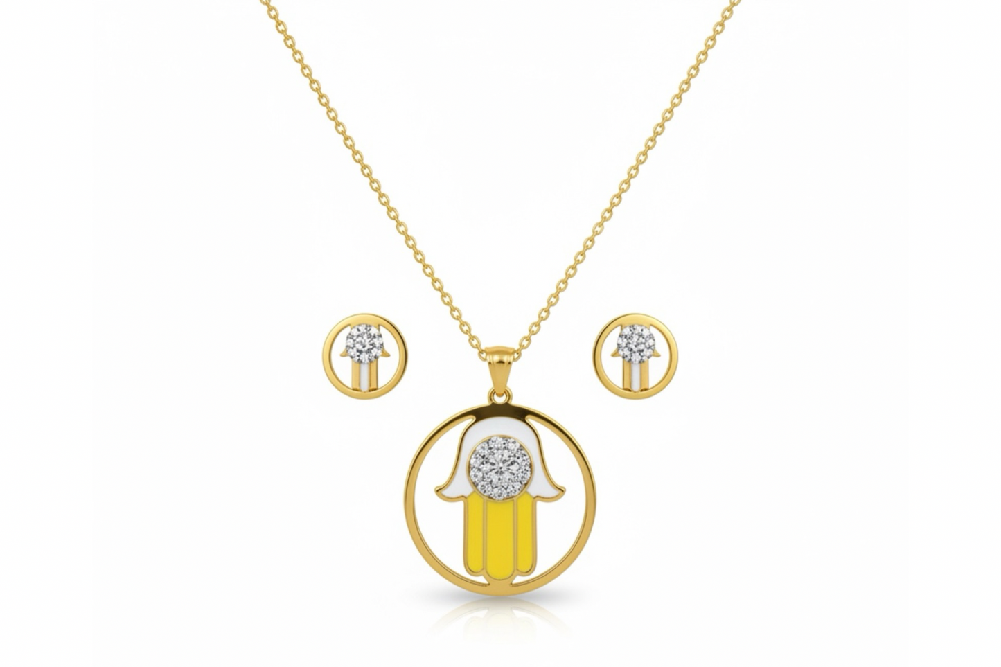 COLLAR y PANTALLAS con SÍMBOLO de MANO HAMSA