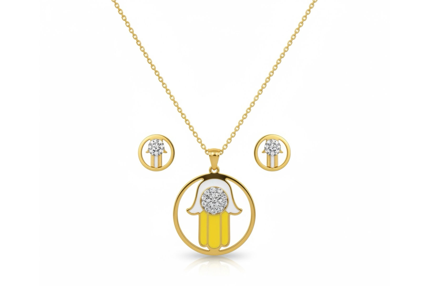 COLLAR y PANTALLAS con SÍMBOLO de MANO HAMSA