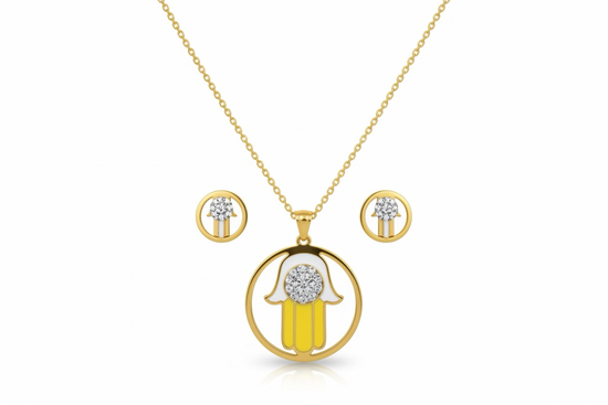 COLLAR y PANTALLAS con SÍMBOLO de MANO HAMSA