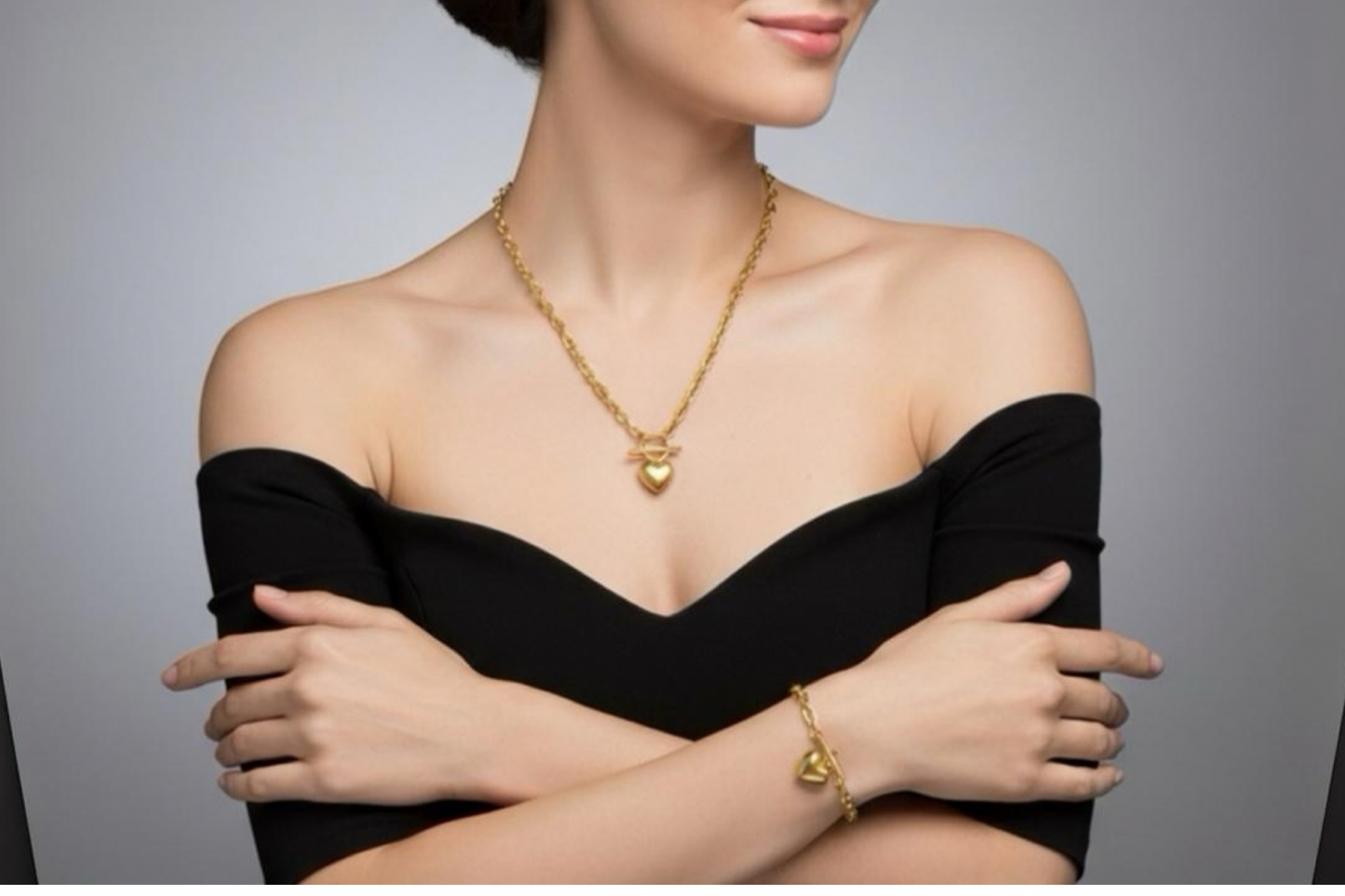 Conjunto de Collar y Pulsera de Corazón