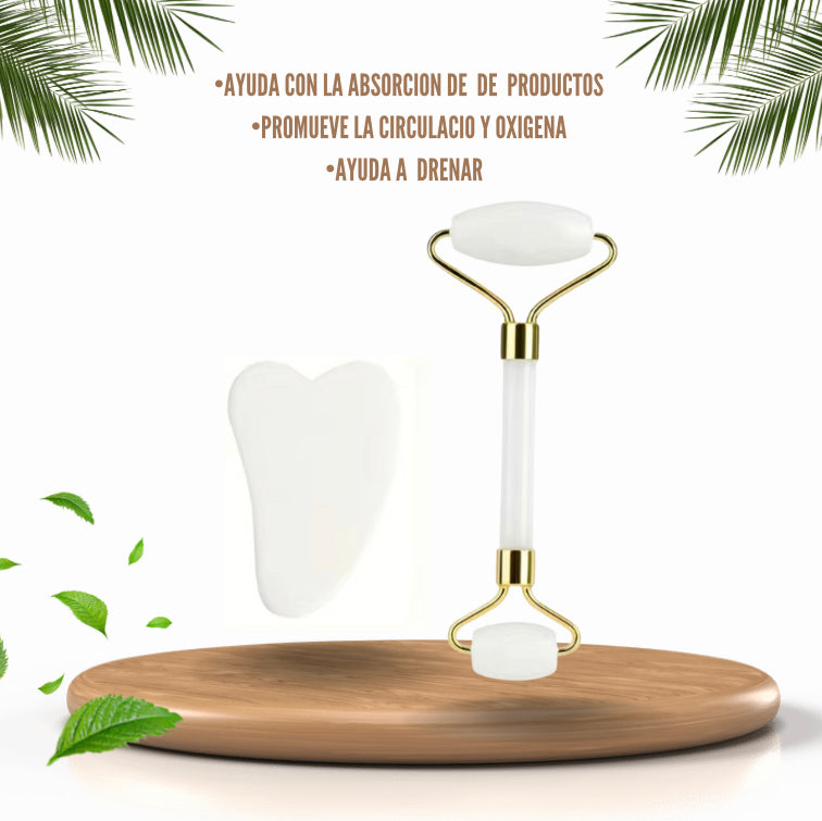 Rodillo facial y Gua Sha