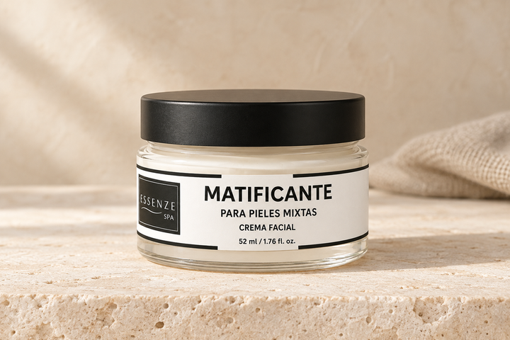 Crema matificante en fondo boho