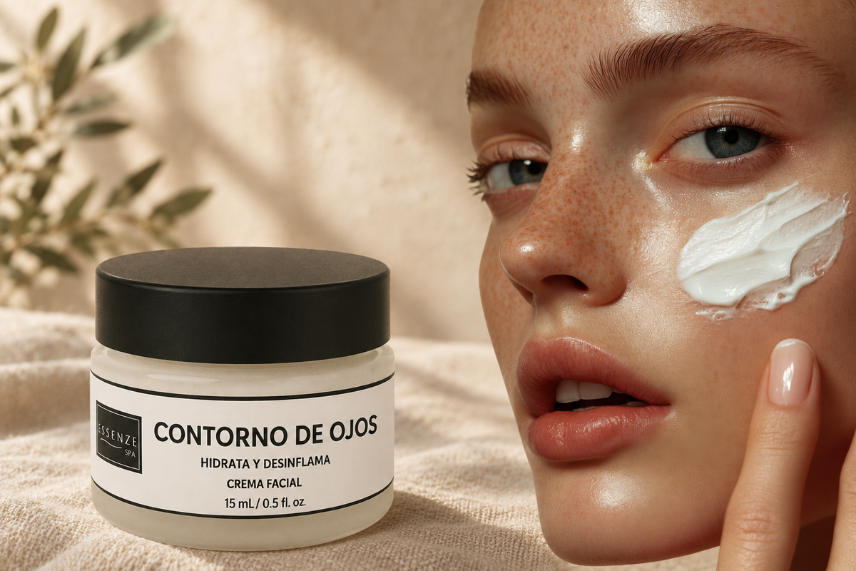 Modelo y crema con fondo boho minimalista