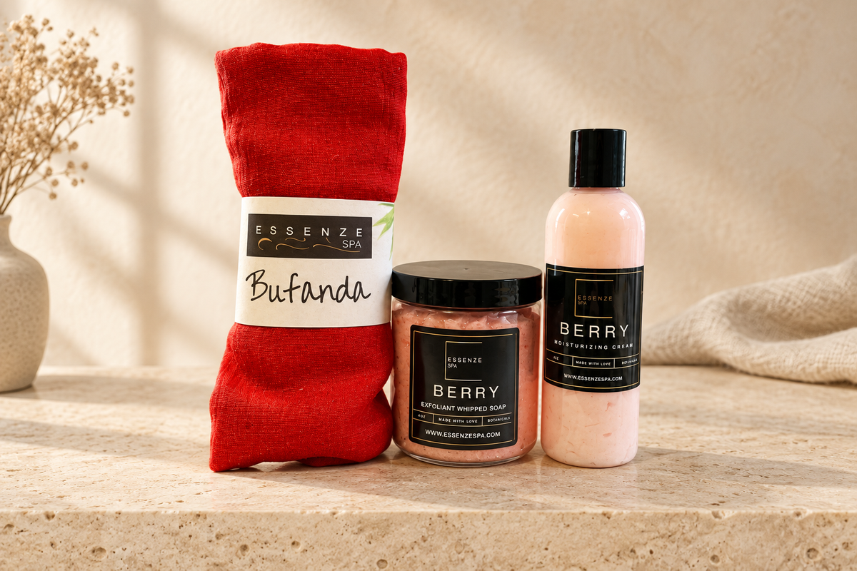 Set Berry con bufanda roja